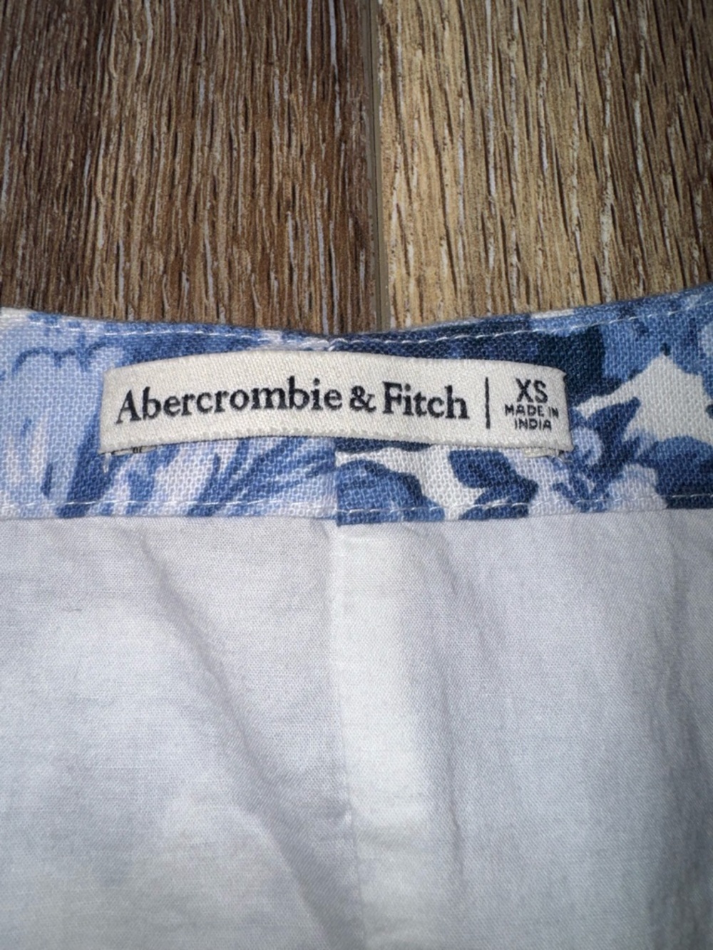 Abercrombie & Fitch Linen Blend Wide Strap Blue Floral Mini Dress Size XS š - Picture 5 of 10